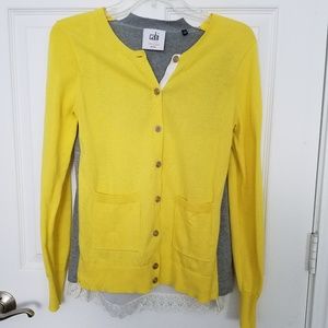 Cabi Yellow/Grey Cardigan, Small